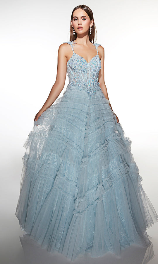 Alyce Paris 62058 - Lace Bodice Ball Gown with Tiered Skirt