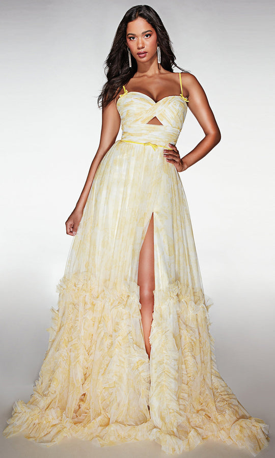 Alyce Paris 62078 - Tiered Ruffle Gown with Crossover Bodice