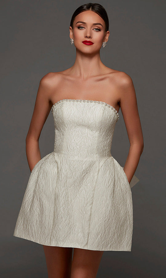 Alyce Paris 70097 - Lace-Up Back Strapless Flared Dress