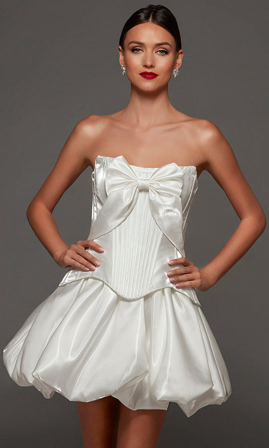 Alyce Paris 70108 - Strapless Bubble Hem Mini Dress