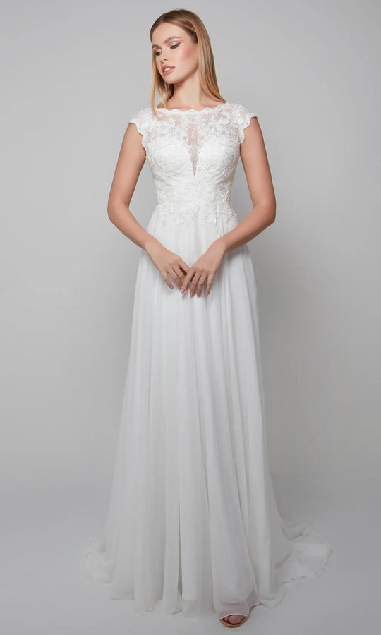 Alyce Paris 7073 - Cap Sleeve Scalloped Lace A-Line Gown