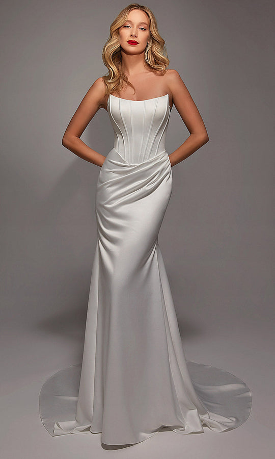 Alyce Paris 7139 - Scoop Neckline Corset Bodice Satin Gown