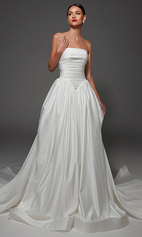 Alyce Paris 7187 - Ruched Detail Straight Across Wedding Gown