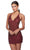 Alyce Paris 84001 - Sequin Detailed Short Dress Special Occasion Dress 000 / Port
