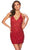 Alyce Paris 84001 - Sequin Detailed Short Dress Special Occasion Dress 000 / Red