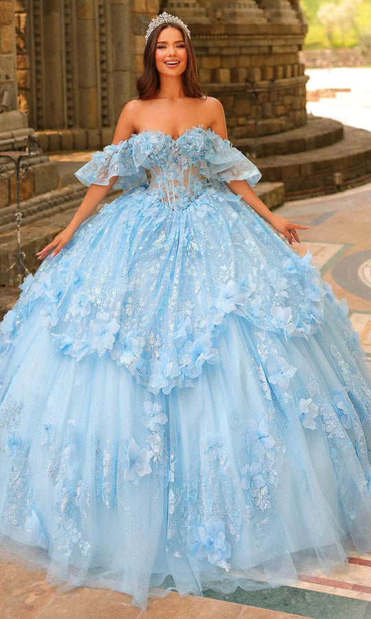 Amarra 54230 - 3D Floral Appliqued Strapless Ballgown