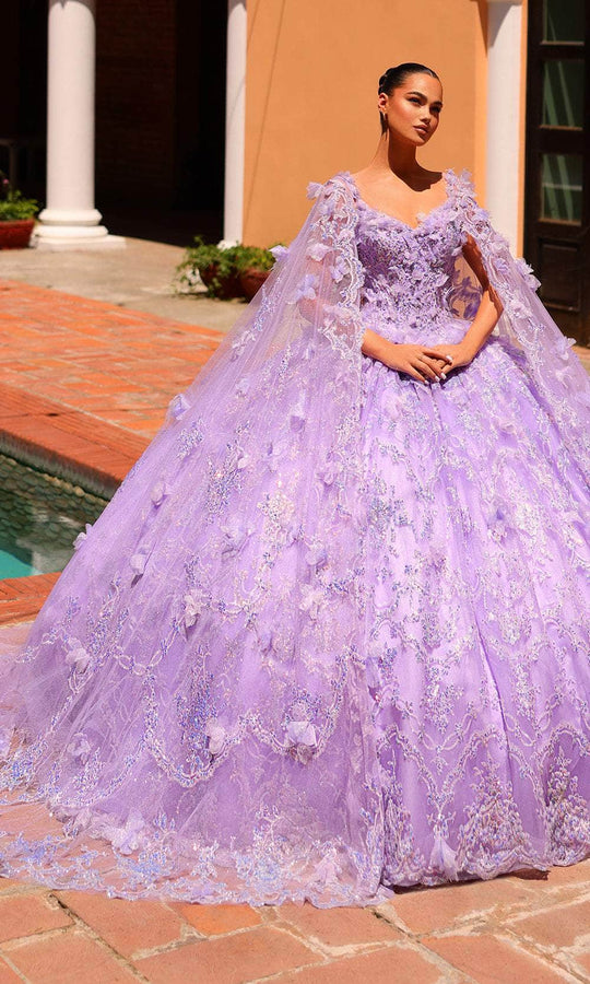 Amarra 54281 - 3D Butterfly Embroidered Off-Shoulder Ballgown