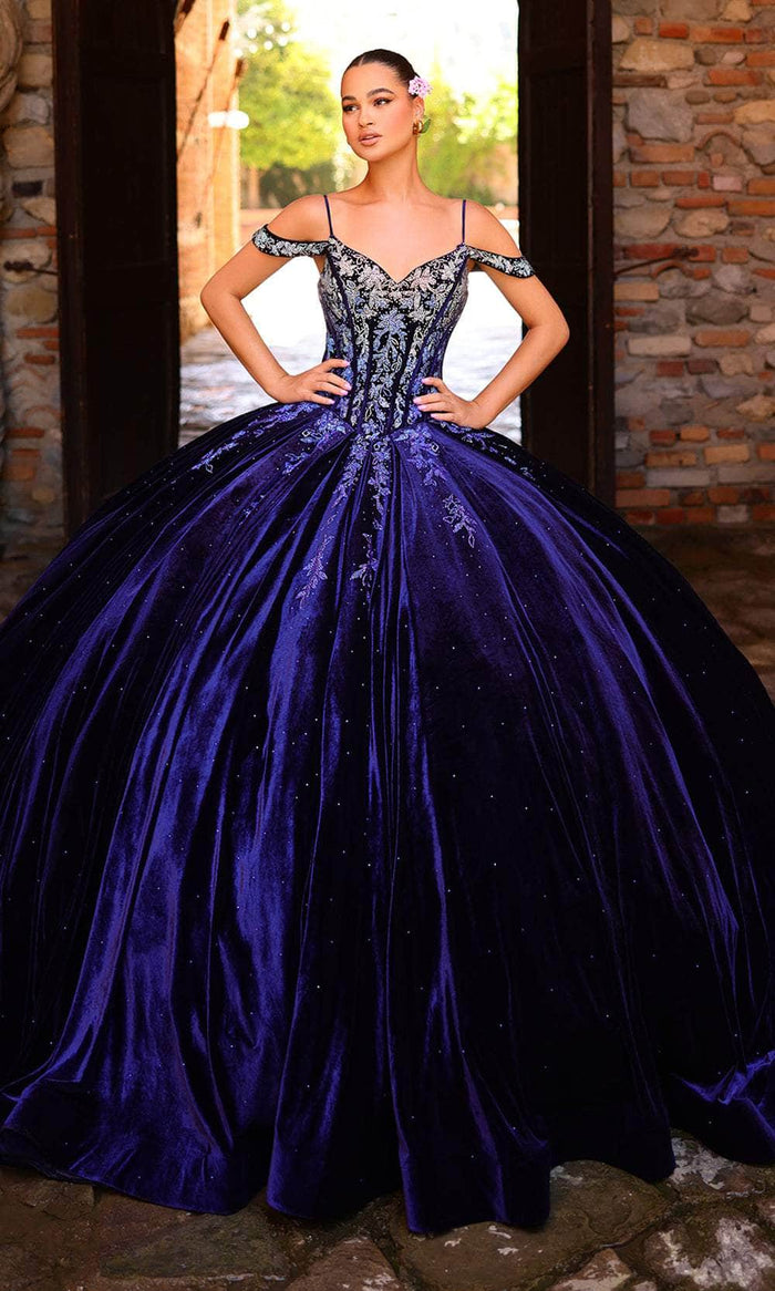 Amarra 54316 - Bead Embellished Corset Bodice Ballgown Special Occasion Dress 00 / Navy