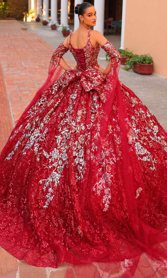 Amarra 54322 - 3D Floral Embellished Sleeveless Ballgown