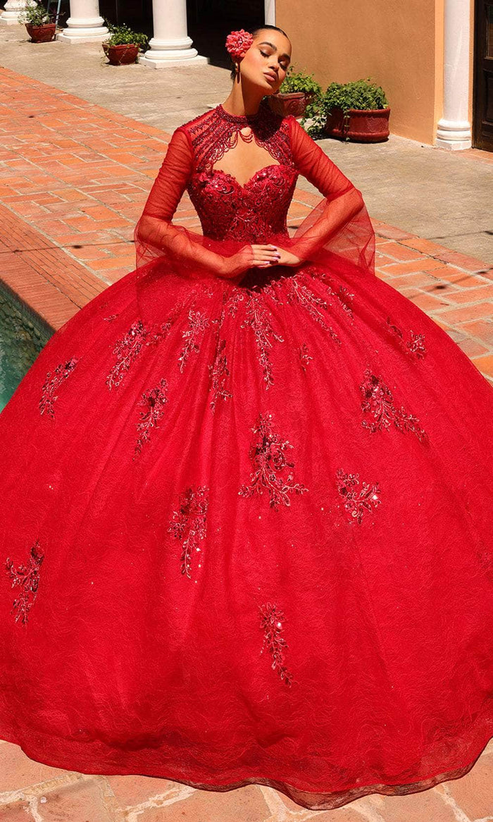 Amarra 54328 - Embroidered Strapless Ballgown Special Occasion Dress 00 / Red