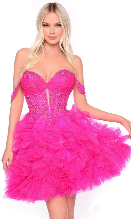 Amarra 88064 - Off Shoulder Ruffled Cocktail Dress