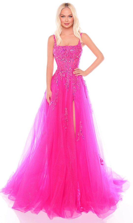 Amarra 88084 - Beaded Applique Square Evening Dress