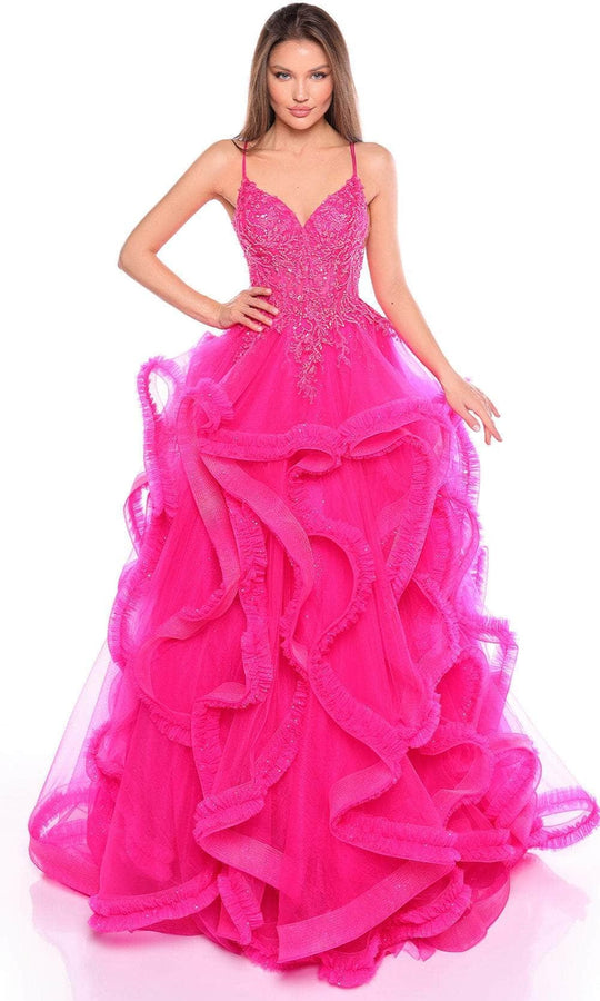 Amarra 88094 - Beaded Ruffle Detailed Ballgown