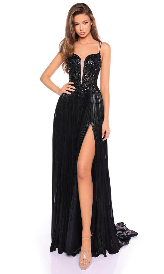 Amarra 88113 - Plunging Neck A-Line Prom Gown