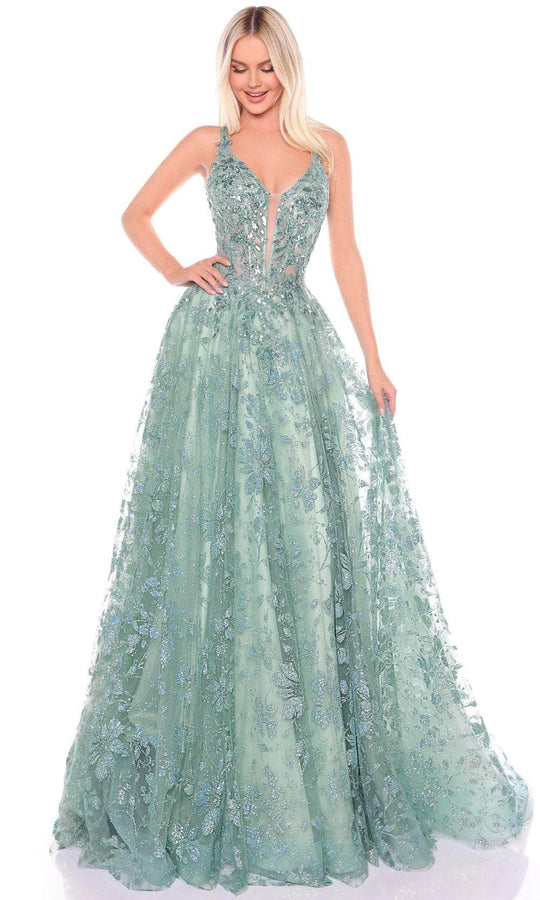 Amarra 88126 - Sleeveless Floral Applique Prom Gown