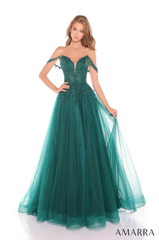 Amarra 88287 - Elegant A-line Lace Applique Evening Gown