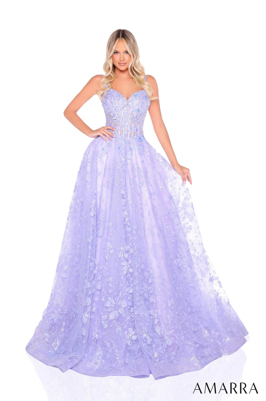 Amarra 88321 - Glitter Tulle Floral Ballgown