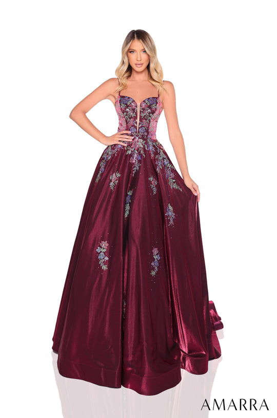 Amarra 88379 - Plunging Sweetheart Taffeta Ballgown