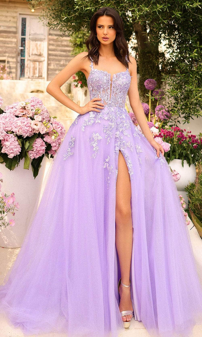 Amarra 88735 - Plunging Embroidered Ballgown Special Occasion Dress 00 / Lilac