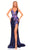 Amarra 88761 - Plunging Sequin Prom Dress Special Occasion Dress 000 / Navy/Multi