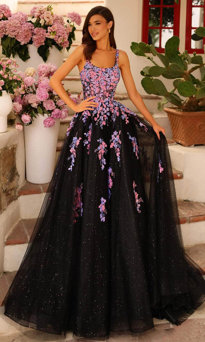 Amarra 88767 - Floral Sequin Prom Dress Special Occasion Dress 000 / Black/Multi