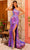 Amarra 88815 - Sequin Patter Prom Dress with Slit Special Occasion Dress 000 / Purple/Multi
