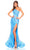 Amarra 88815 - Sequin Patter Prom Dress with Slit Special Occasion Dress 000 / Turquoise