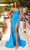 Amarra 88818 - Corset Detailed Prom Dress with Slit Special Occasion Dress 000 / Teal