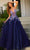 Amarra 88857 - Glitter Leaf Sequins Evening Dress Special Occasion Dress 000 / Navy