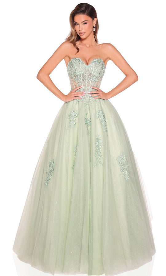 Amarra 89011 - Glitter Embroidered Ballgown with Corset Bodice