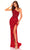 Amarra 94006 - Asymmetric Spaghetti Straps Evening Dress Special Occasion Dress 000 / Red/Bright Fuchsia