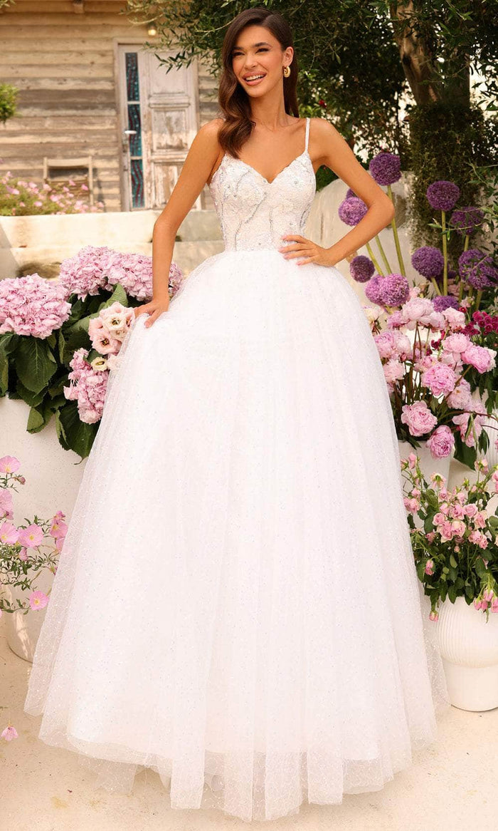 Amarra 94020 - Beaded Fitted Sleeveless Ballgown Special Occasion Dress 000 / Ivory