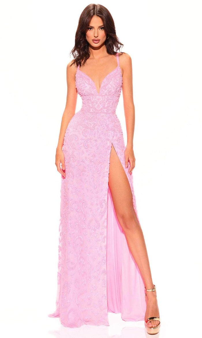 Amarra 94024 - V-Neck A-Line Prom Dress Special Occasion Dress 000 / Candy Pink