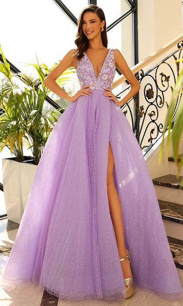 Amarra 94052 - Beaded Deep V-Neck Evening Gown Couture Candy Amarra 94052 - Beaded Deep V-Neck Evening Gown Couture Candy