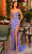 Amarra 94296 - Floral Sequin Plunging Evening Gown Special Occasion Dress 000 / Periwinkle