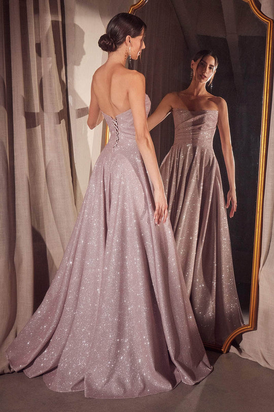 Amoris by Ladivine T701 - Strapless Glitter A-Line Evening Gown