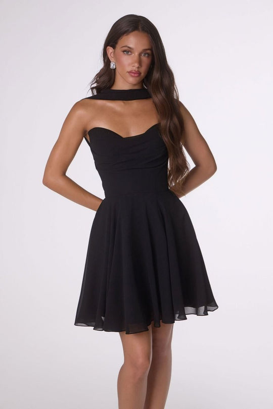 Amoris by Ladivine T709 - Strapless Cowl Neck A-Line Short Dress