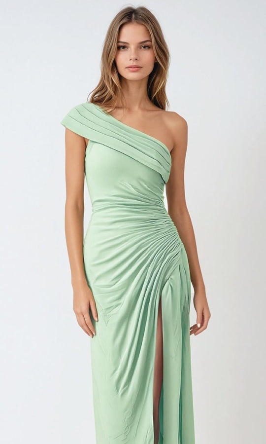 Amoris by Ladivine T802 One Shoulder High Slit Dress