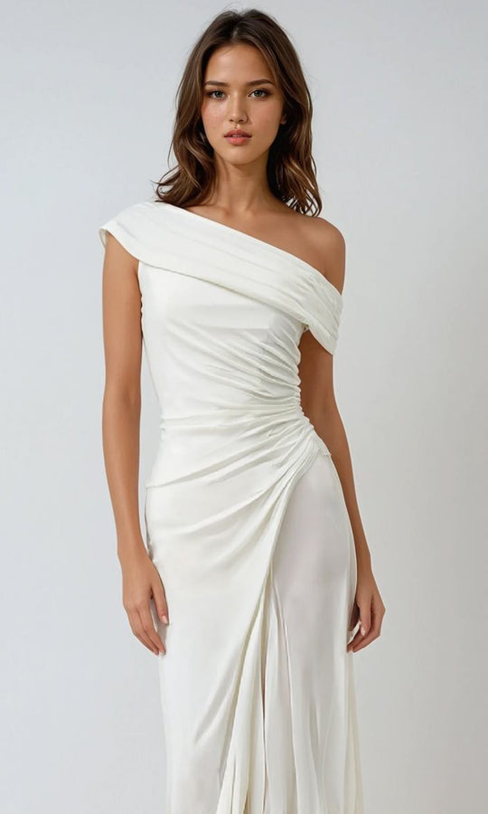 Amoris by Ladivine T805W Asymmetric High Slit Dress