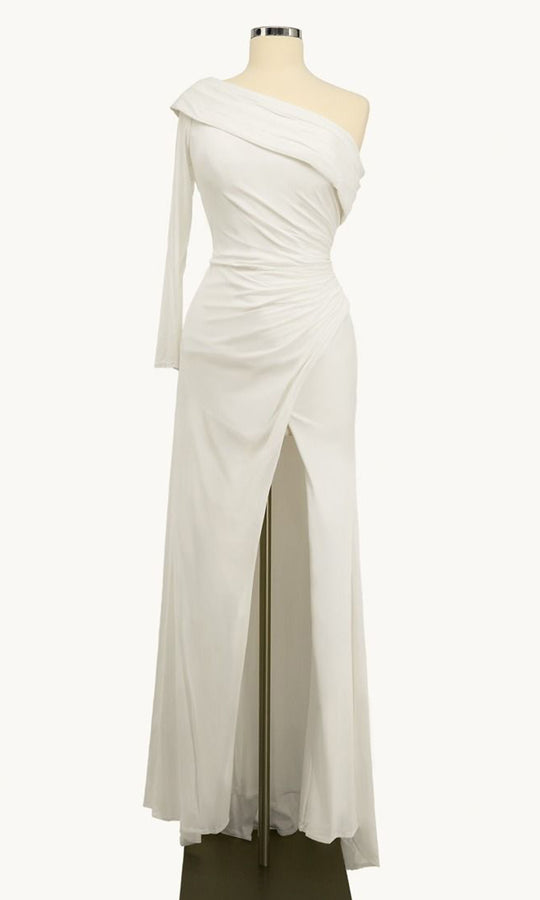 Amoris by Ladivine T808 Asymmetric Neckline High Slit Dress