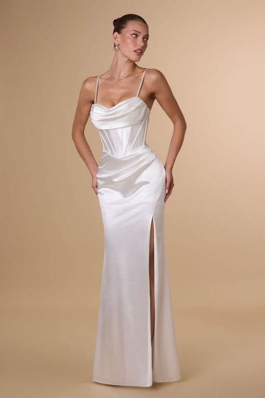 Amoris by Ladivine T815W - Cowl Neckline Corset Wedding Gown