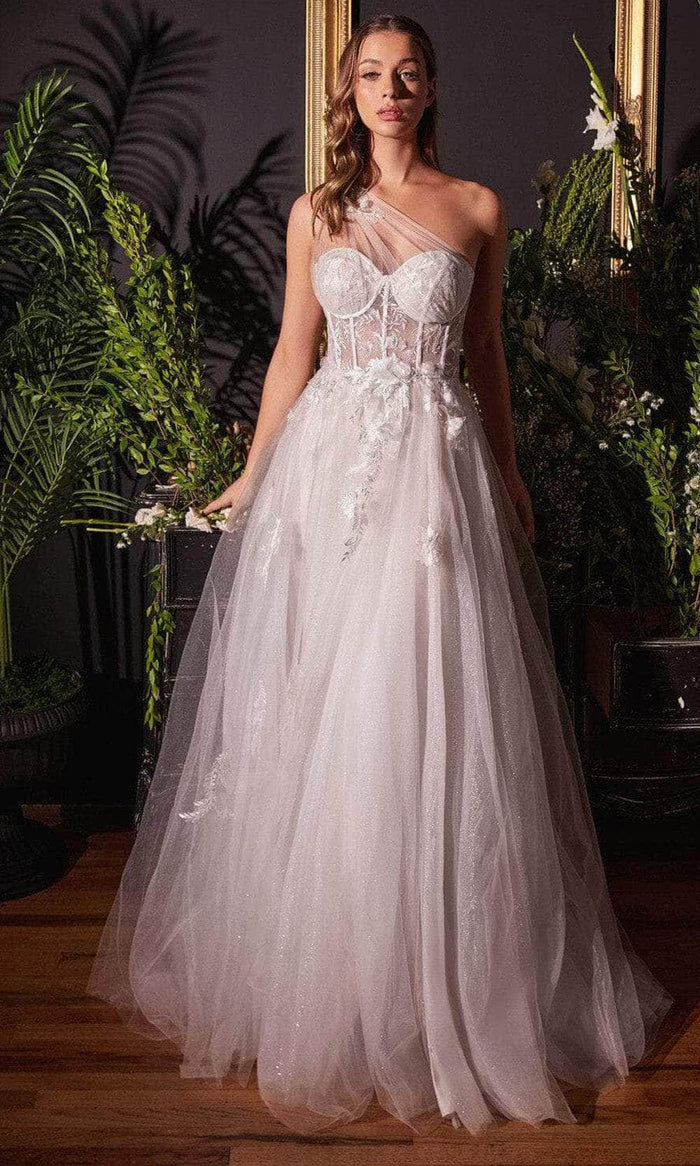 Andrea and Leo A1053W - One Shoulder Corset Bridal Gown Special Occasion Dress 2 / Off White