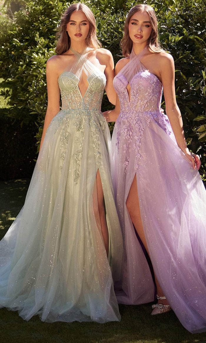 Andrea And Leo A1236 - Illusion Halter Gown Prom Dresses 2 / Dusty Lavender