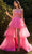 Andrea And Leo A1239 - Bead Swathe High Low Gown Prom Dresses 2 / Peony Pink