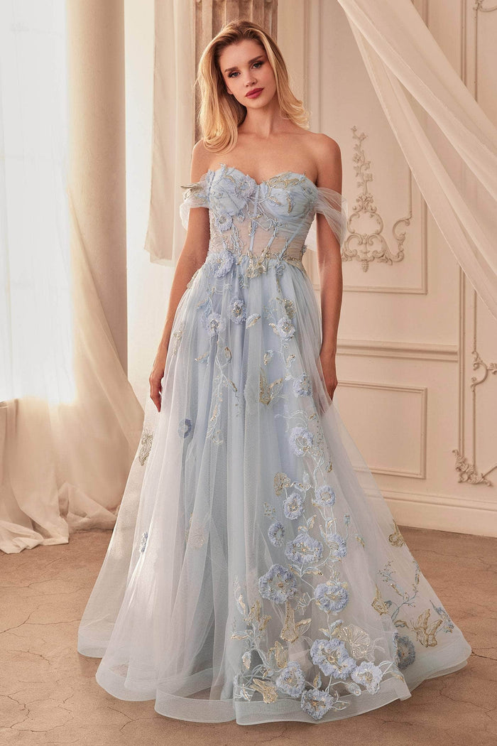 Andrea & Leo A1376 Dress One Shoulder Fitted Embellished Gown & Overskirt