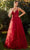 Andrea and Leo A1326 - Floral Applique Gown Prom Dresses 2 / Burgundy