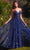 Andrea and Leo A1326 - Floral Applique Gown Prom Dresses 2 / Navy