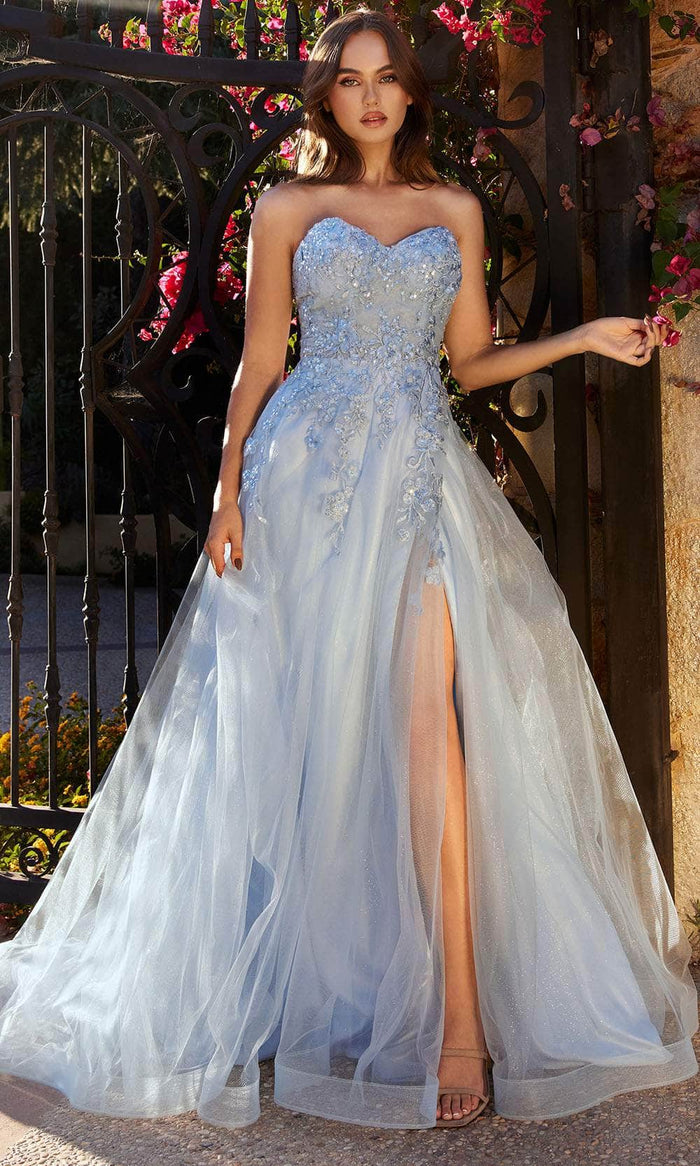 Andrea And Leo A1339 - Sweetheart Beaded Lace Evening Dress Evening Dresses 2 / Light Blue