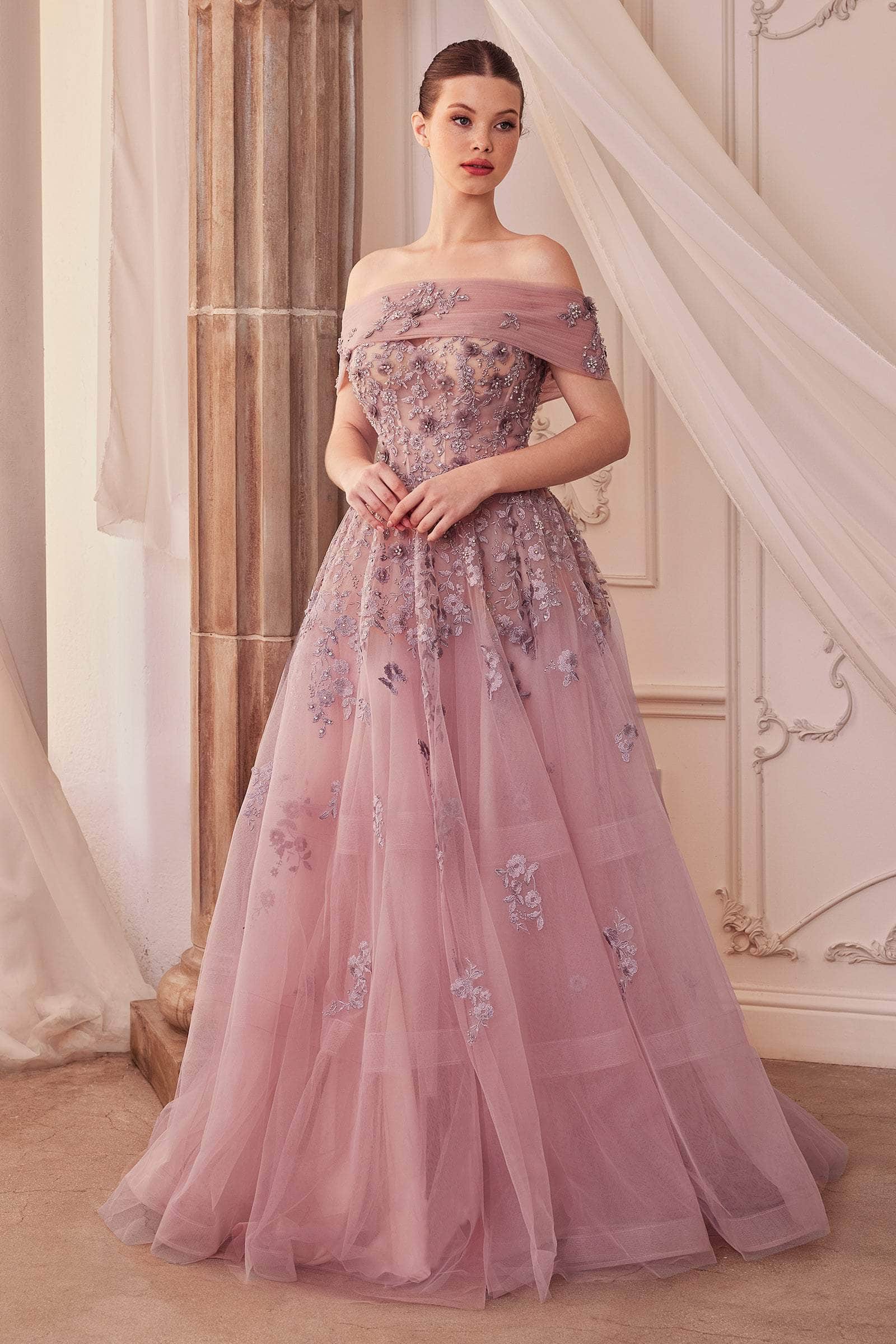Andrea and Leo A1348 - Strapless Floral Embroidered Evening Dress Couture Candy Andrea and Leo A1348 - Strapless Floral Embroidered Evening Dress Couture Candy