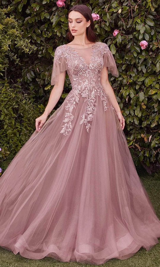 Andrea and Leo A1351 - Flutter Sleeve Tulle Evening Gown